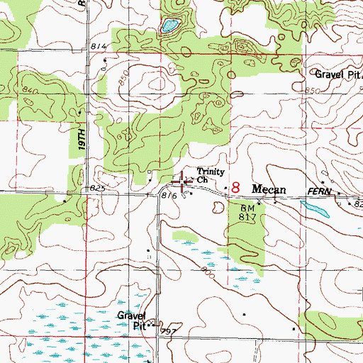 Topographic Map of Trinity Church, WI