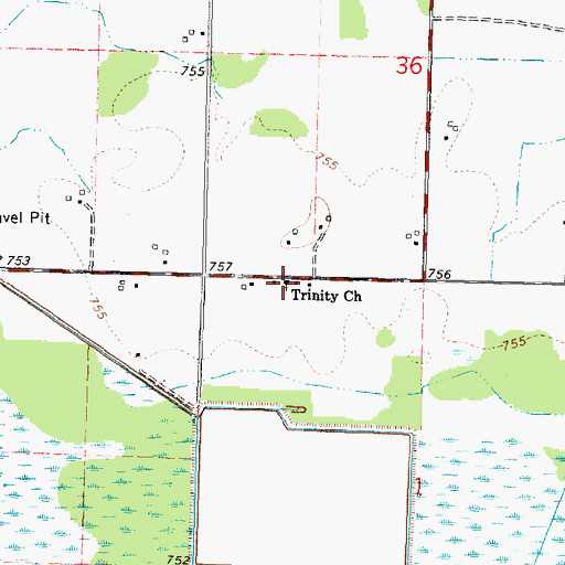 Topographic Map of Trinity Church, WI