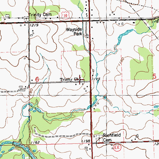 Topographic Map of Trinity Church, WI