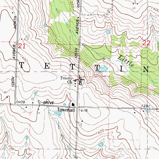 Topographic Map of Trinity Church, WI
