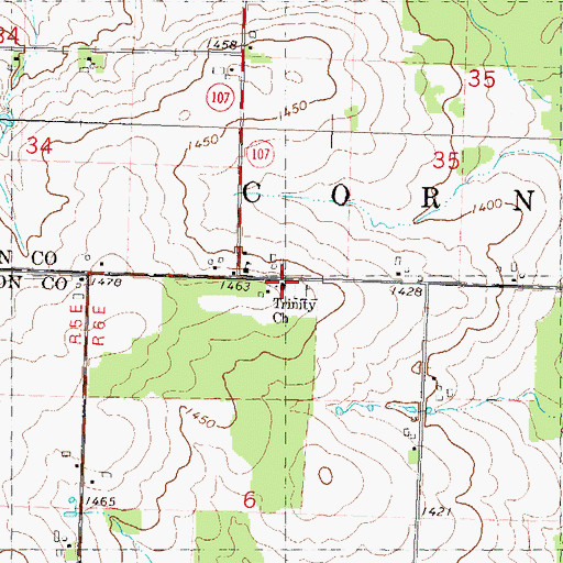 Topographic Map of Trinity Church, WI