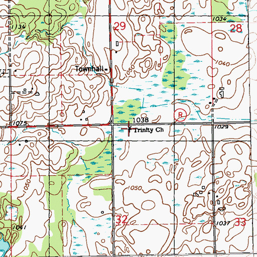 Topographic Map of Trinity Church, WI