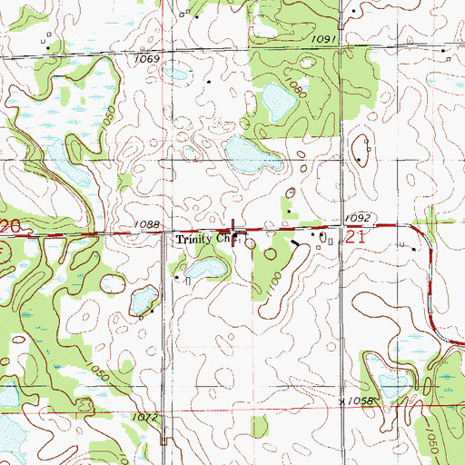 Topographic Map of Trinity Church, WI