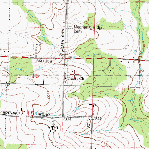 Topographic Map of Trinity Church, WI