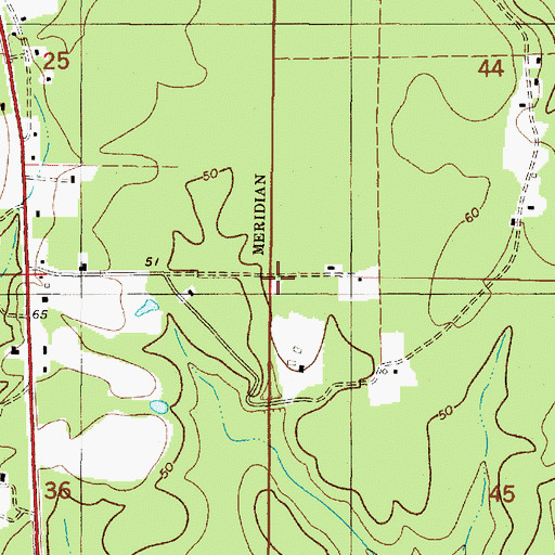 Topographic Map of Fields Cemetery, AL