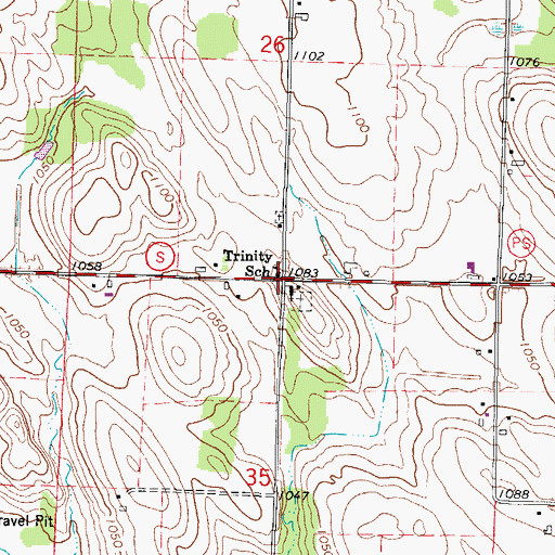 Topographic Map of Trinity School, WI