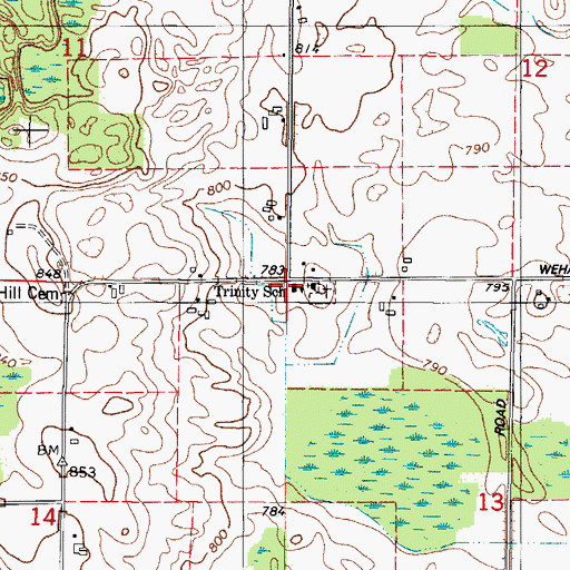 Topographic Map of Trinity Lutheran School, WI