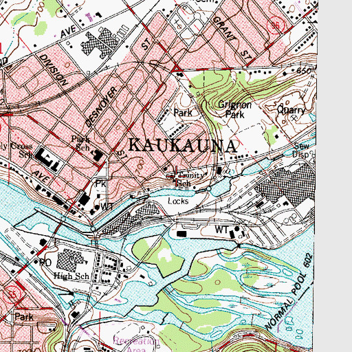 Topographic Map of Trinity Lutheran School, WI