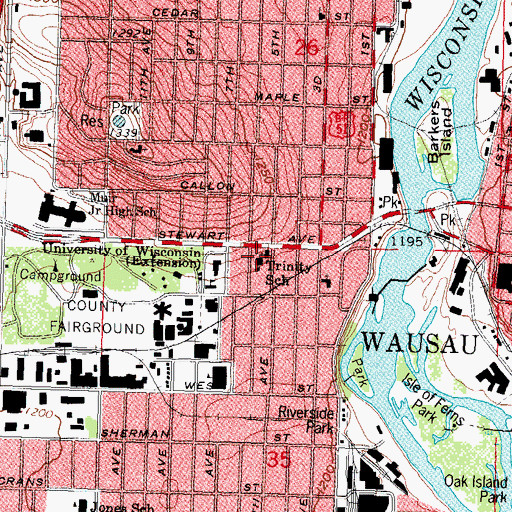 Topographic Map of Trinity Lutheran School, WI