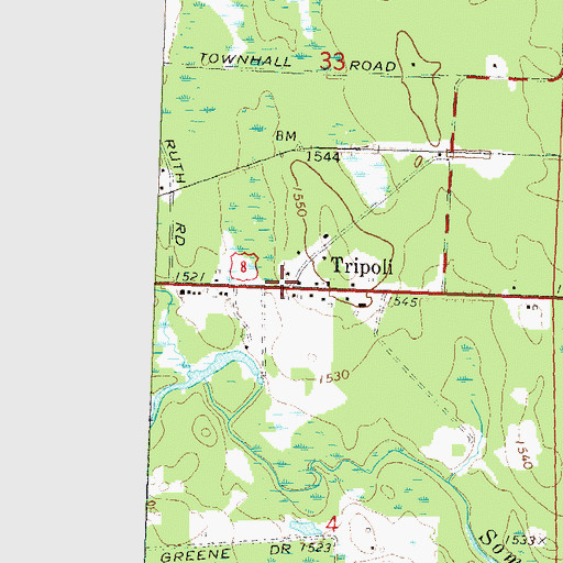 Topographic Map of Tripoli, WI