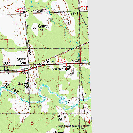 Topographic Map of Tripoli Elementary School, WI