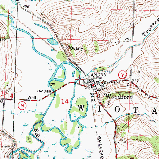 Topographic Map of Trotter Branch, WI