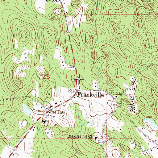 Topographic Map of Frankville Cemetery, AL