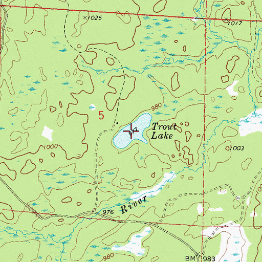 Topographic Map of Trout Lake, WI