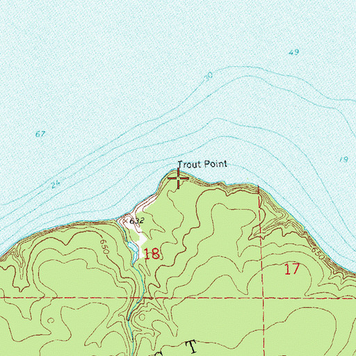 Topographic Map of Trout Point, WI