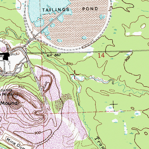 Topographic Map of Trowe Drain, WI