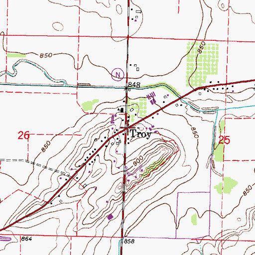 Topographic Map of Troy, WI