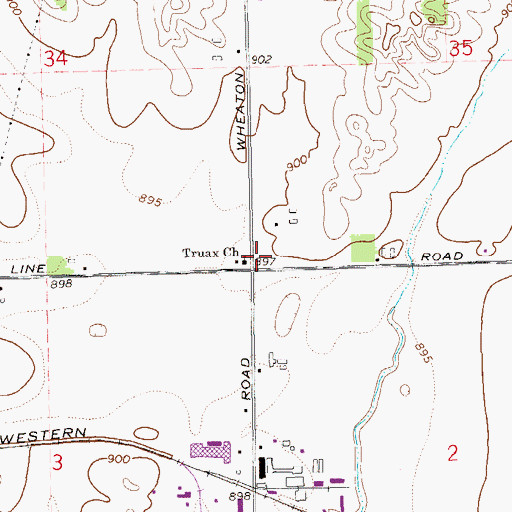 Topographic Map of Truax Church, WI