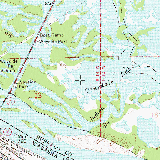 Topographic Map of Truedale Lake, WI