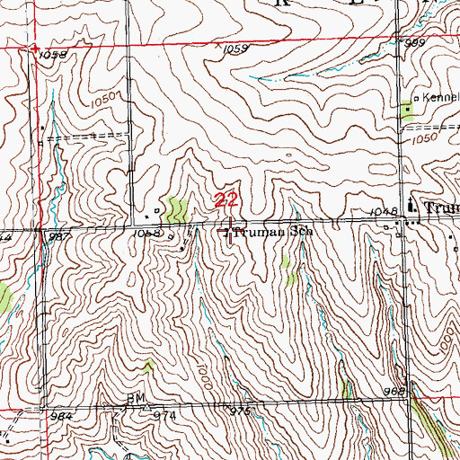 Topographic Map of Truman School, WI