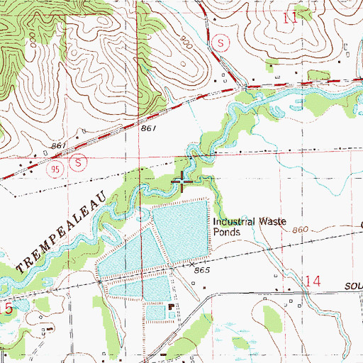 Topographic Map of Trump Coulee Creek, WI