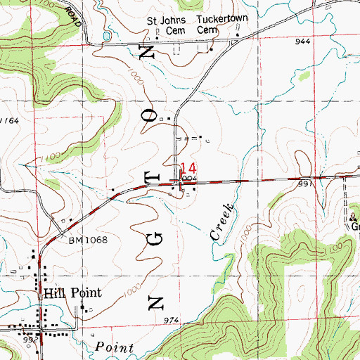 Topographic Map of Tuckertown School, WI