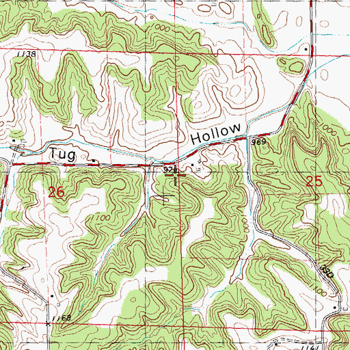 Topographic Map of Tug Hollow School, WI