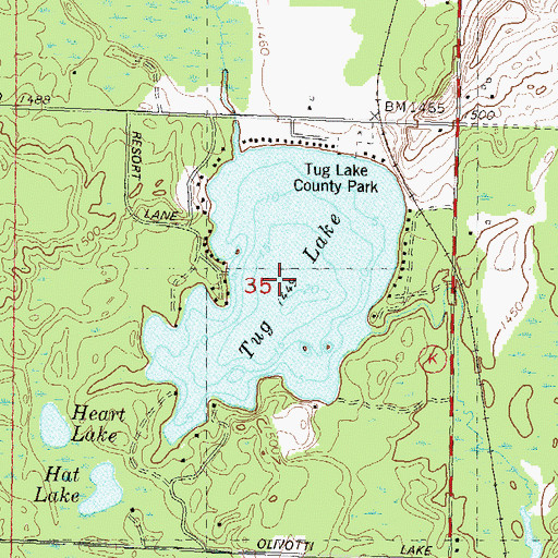 Topographic Map of Tug Lake, WI