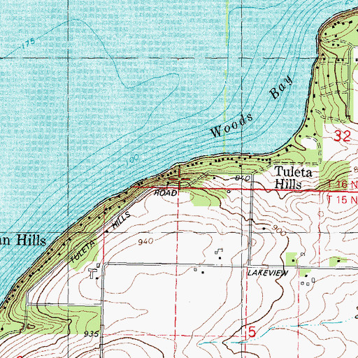 Topographic Map of Tuleta Hills, WI