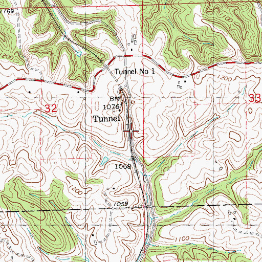 Topographic Map of Tunnel, WI