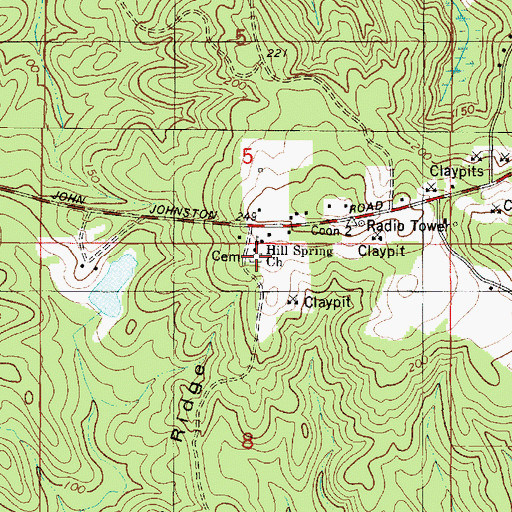 Topographic Map of Hill Springs Cemetery, AL