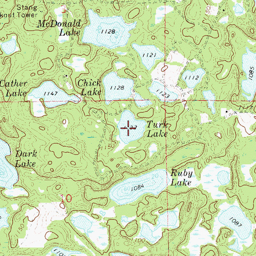 Topographic Map of Turk Lake, WI