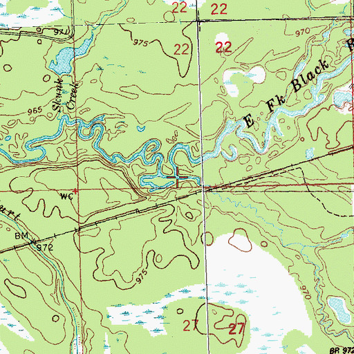 Topographic Map of Turner Creek, WI