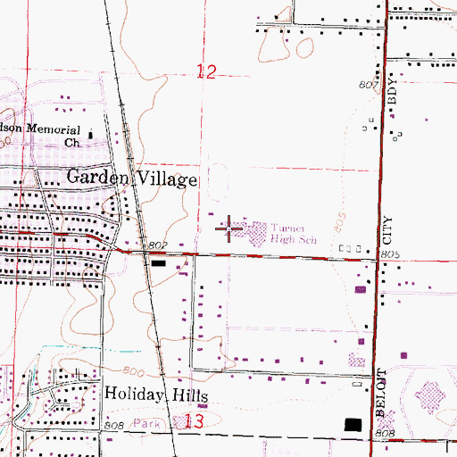 Topographic Map of Turner High School, WI