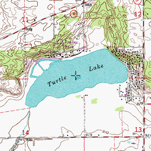 Topographic Map of Turtle Lake, WI
