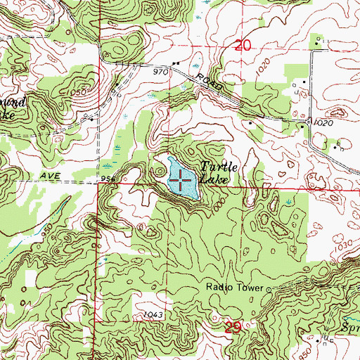 Topographic Map of Turtle Lake, WI