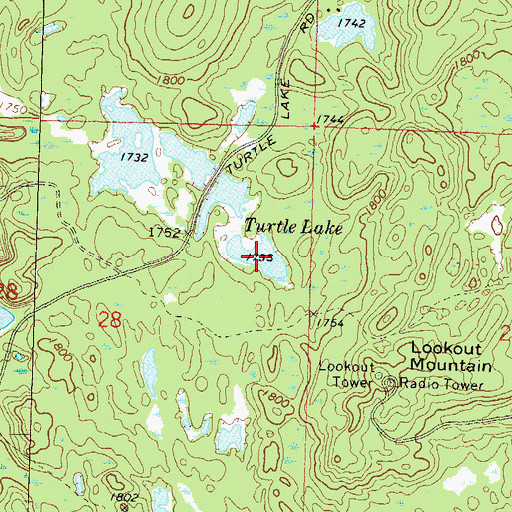 Topographic Map of Turtle Lake, WI