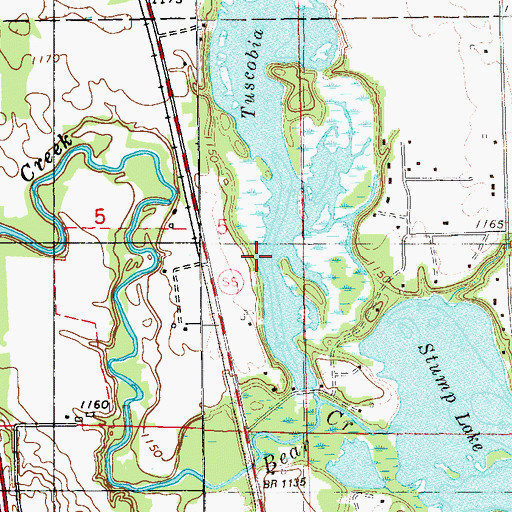 Topographic Map of Tuscobia Lake, WI