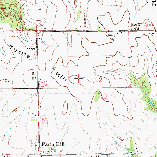 Topographic Map of Tuttle Hill, WI