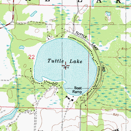 Topographic Map of Tuttle Lake, WI