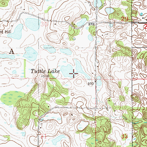 Topographic Map of Tuttle Lake, WI