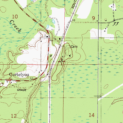 Topographic Map of Lewis Grove Cemetery, AL
