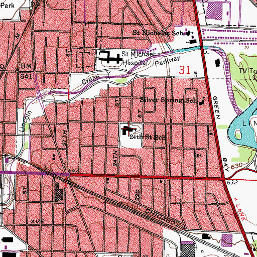 Topographic Map of McNair Elementary School, WI