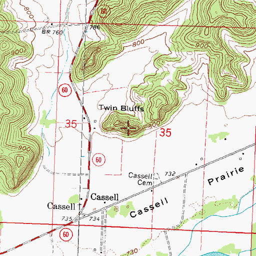 Topographic Map of Twin Bluffs, WI