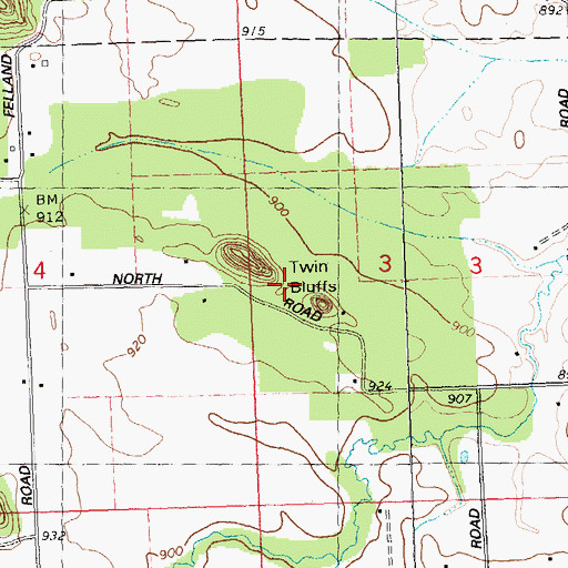 Topographic Map of Twin Bluffs, WI