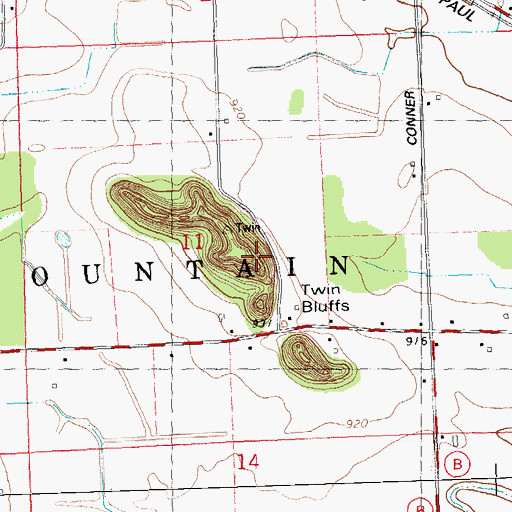 Topographic Map of Twin Bluffs, WI