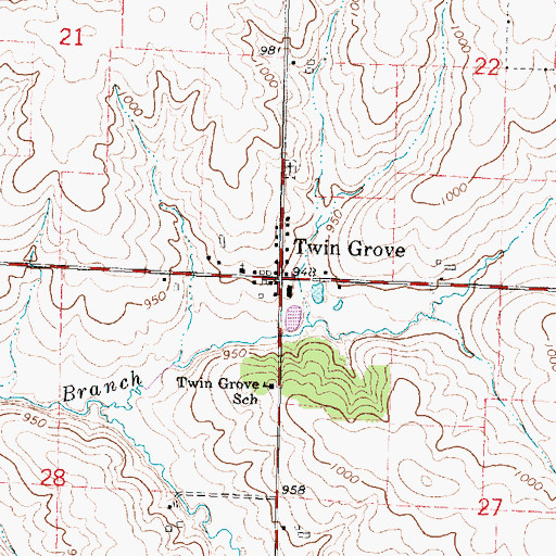 Topographic Map of Twin Grove, WI