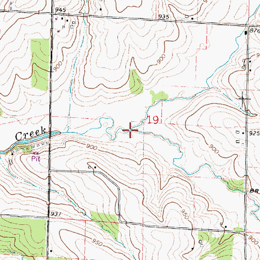 Topographic Map of Twin Grove Branch Richland Creek, WI