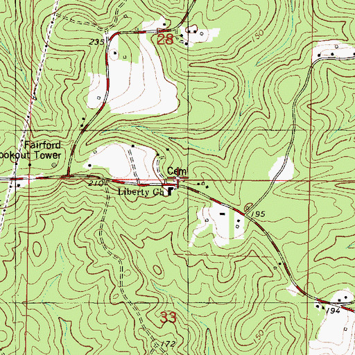 Topographic Map of Liberty Cemetery, AL