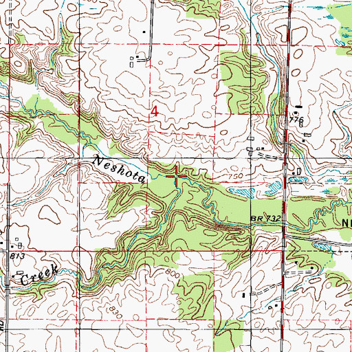 Topographic Map of Twin Hill Creek, WI